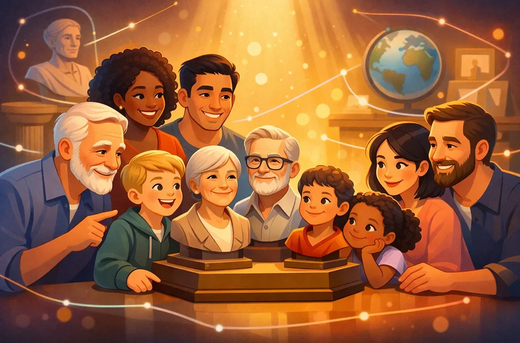 Familie buste – min buste og forfædre: Et stamtræ i 3D